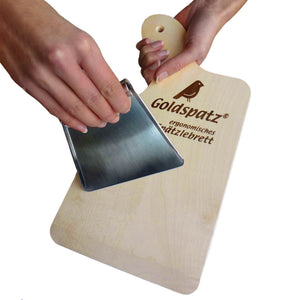 Tagliere ergonomico per spätzle Goldspatz con raschietto per spätzle, acciaio inossidabile